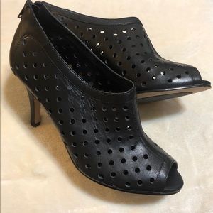Vaneli-Pandora Perforated Peep Toe Bootie